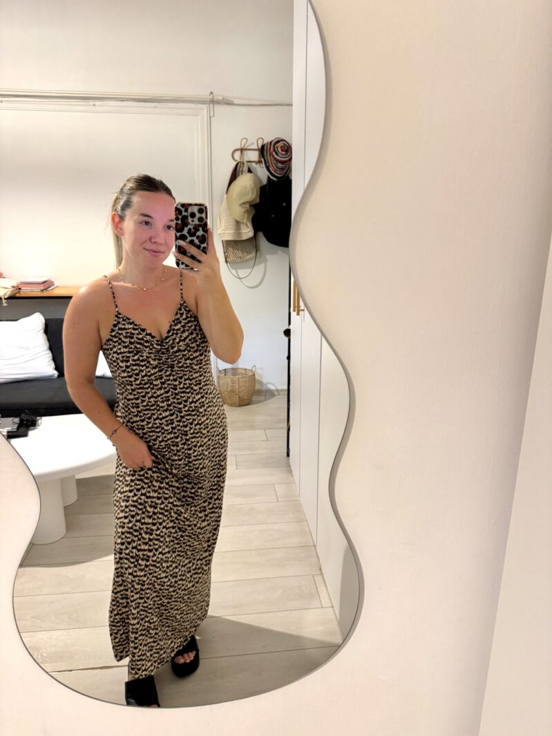 שמלת מידי מנומרת H&M - אייץ' אנד אם יד שנייה בנמיז - Nemyz