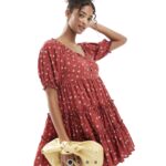 שמלת מיני פרחונית אדומה Asos – אסוס יד שנייה בנמיז - Nemyz
