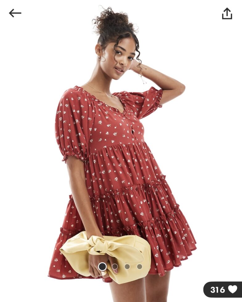 שמלת מיני פרחונית אדומה Asos – אסוס יד שנייה בנמיז - Nemyz