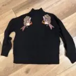 סריג שחור עם ציפורים H&M - אייץ' אנד אם יד שנייה בנמיז - Nemyz