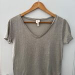 טישרט פשתן ירוק מרוה H&M - אייץ' אנד אם יד שנייה בנמיז - Nemyz