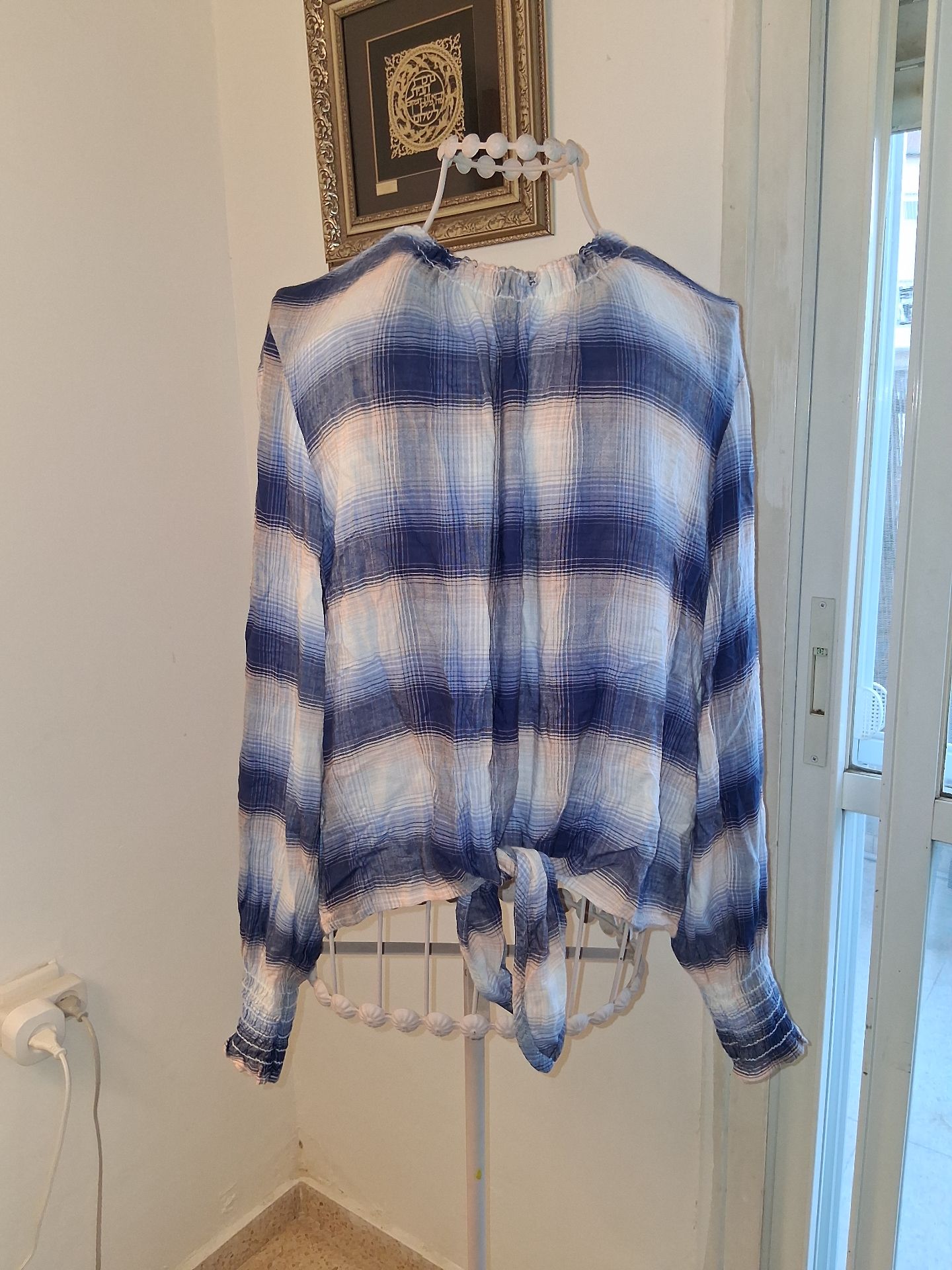 חולצה קשירה plaid Anthropologie יד שנייה בנמיז - Nemyz