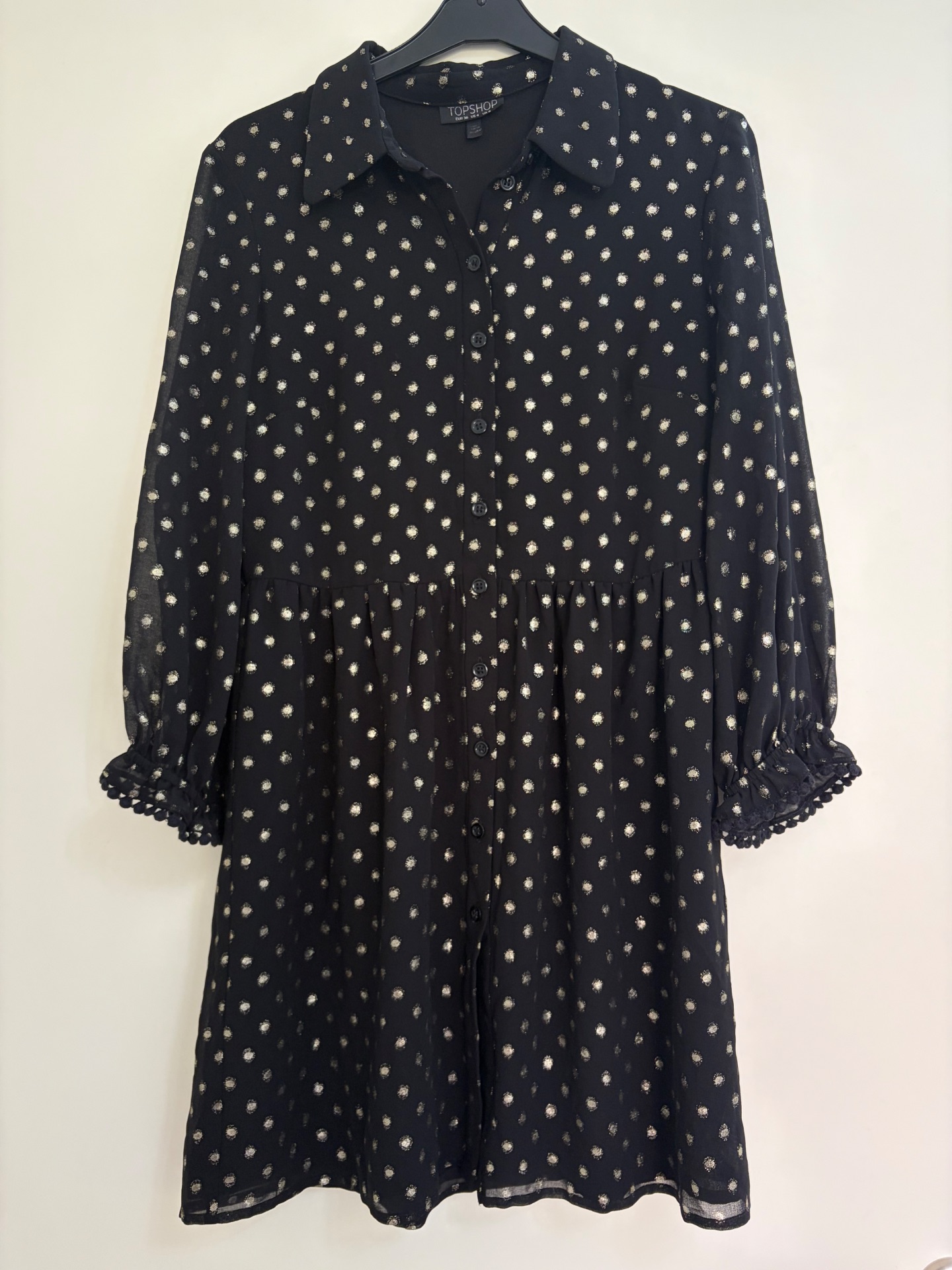שמלה שחורה עם נקודות Topshop-טופ שופ יד שנייה בנמיז - Nemyz