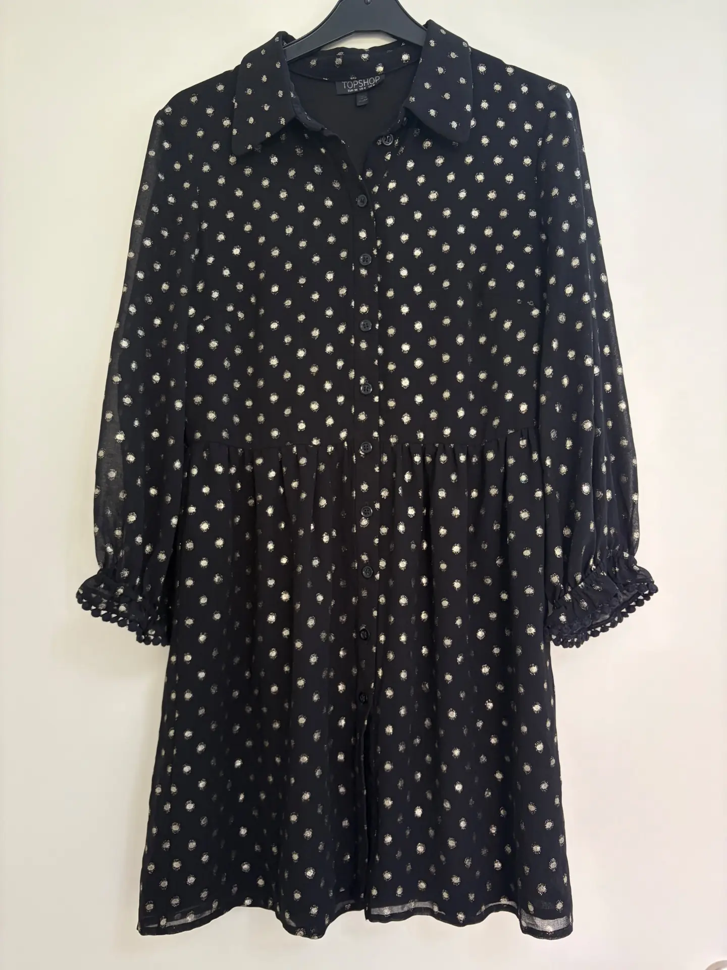 שמלה שחורה עם נקודות Topshop-טופ שופ יד שנייה בנמיז - Nemyz