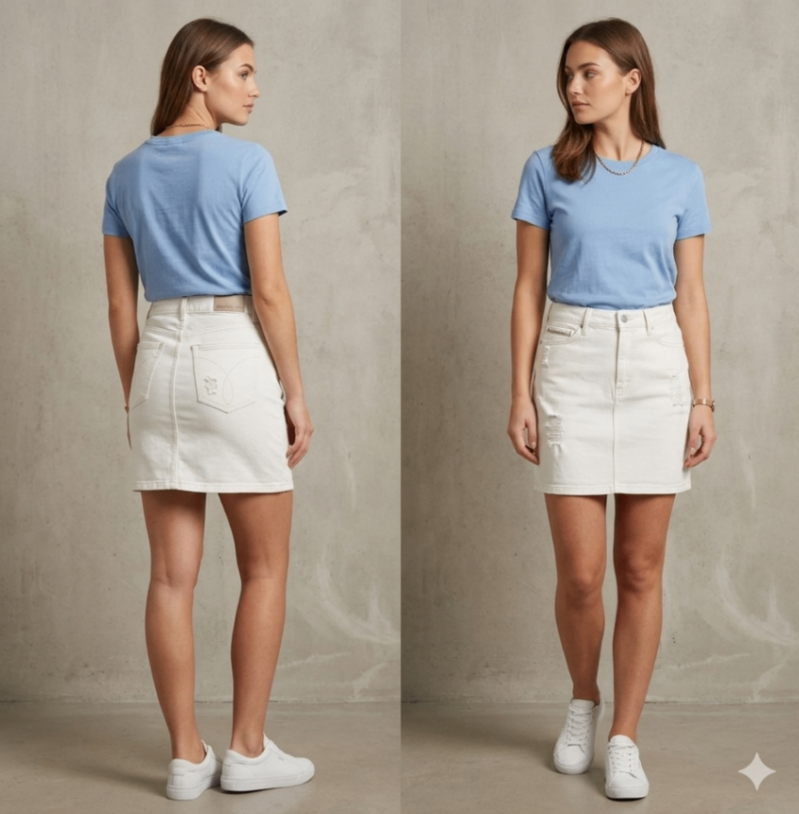 חצאית גינס שמנת Calvin Klein – קלווין קליין יד שנייה בנמיז - Nemyz