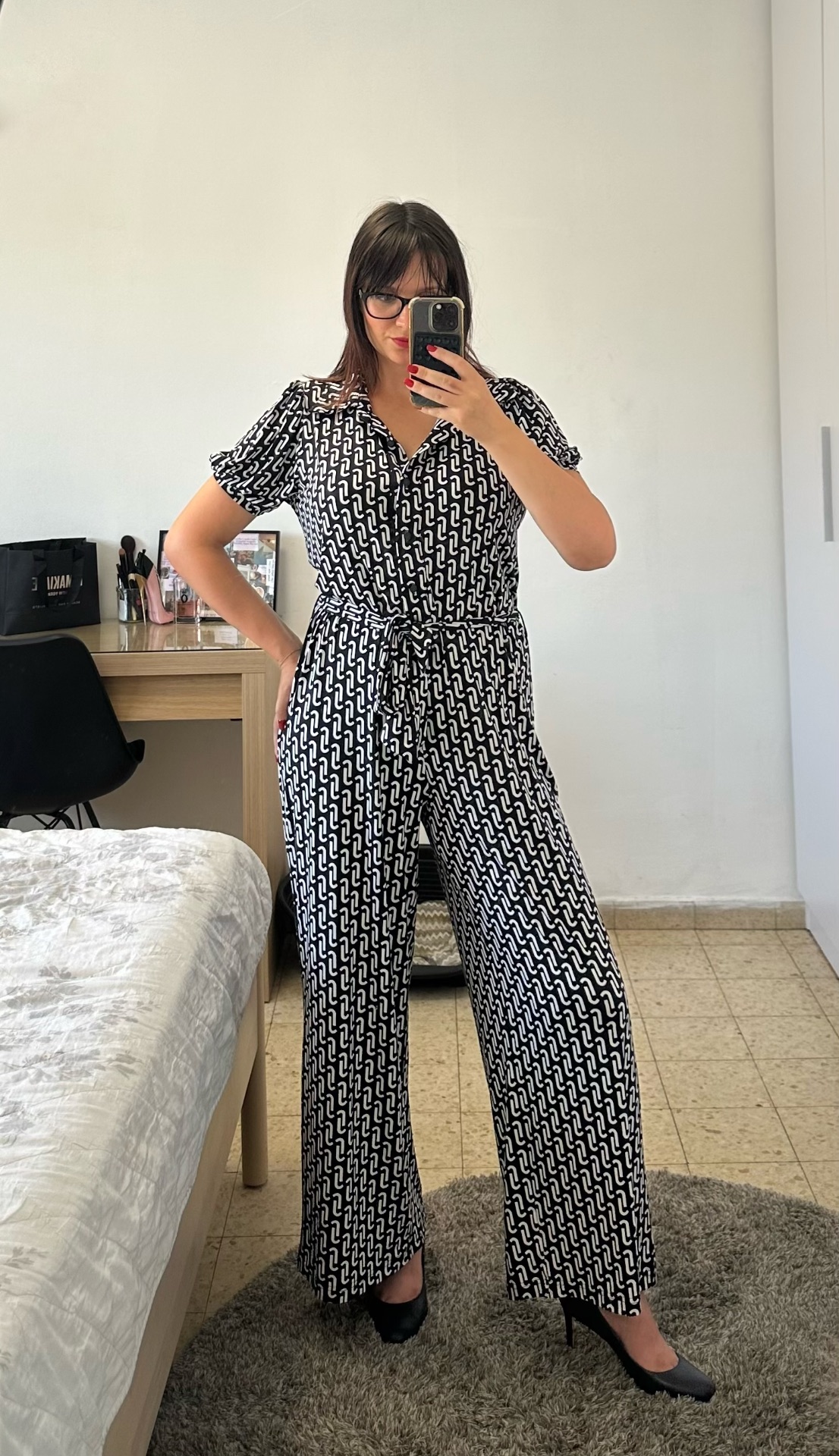 אוברול הדפס שחור לבן Golbary - גולברי יד שנייה בנמיז - Nemyz