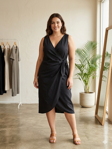 שמלת מעטפת שחורה H&M H&M - אייץ' אנד אם יד שנייה בנמיז - Nemyz