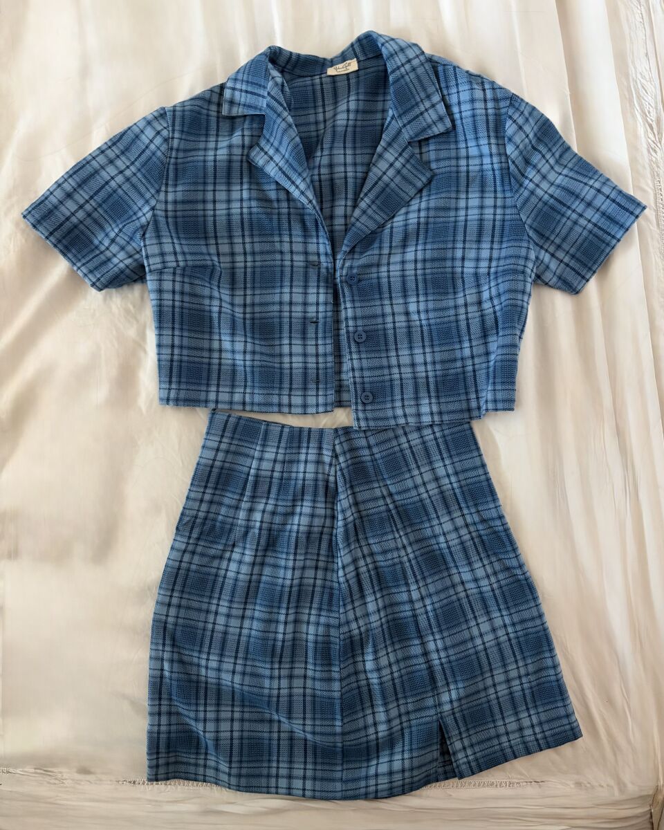 סט חצאית וטופ משובץ Brandy Melville יד שנייה בנמיז - Nemyz