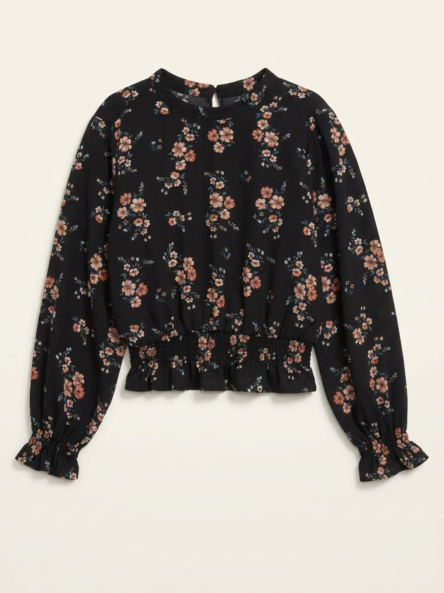 חולצה פרחונית שחורה H&M - אייץ' אנד אם יד שנייה בנמיז - Nemyz