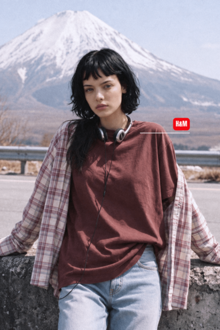טישרט חום שוקולד H&M - אייץ' אנד אם יד שנייה בנמיז - Nemyz